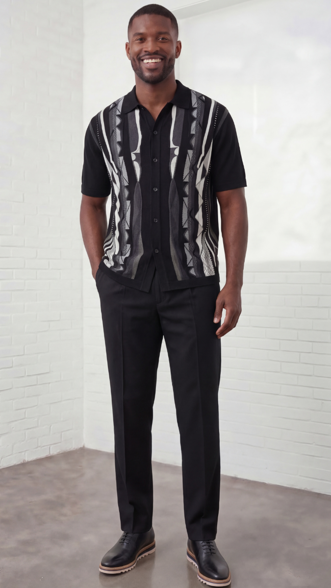Silversilk Men's 2 Piece Short Sleeve Walking Suit - Zig-Zag