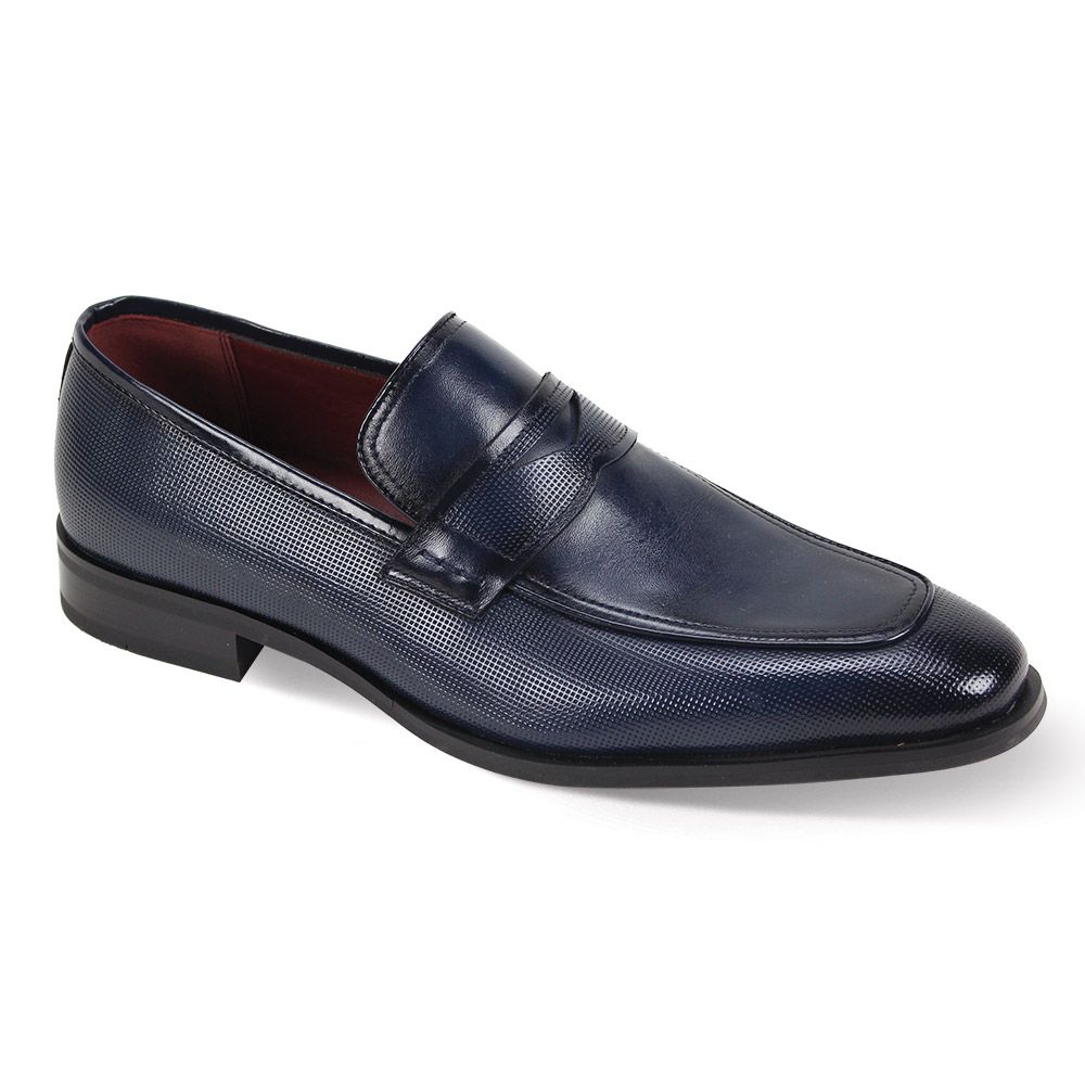 Giorgio Venturi Men's Leather Dress Shoe - Butterfly Perforations - Navy - 8.5 - CCO Menswear