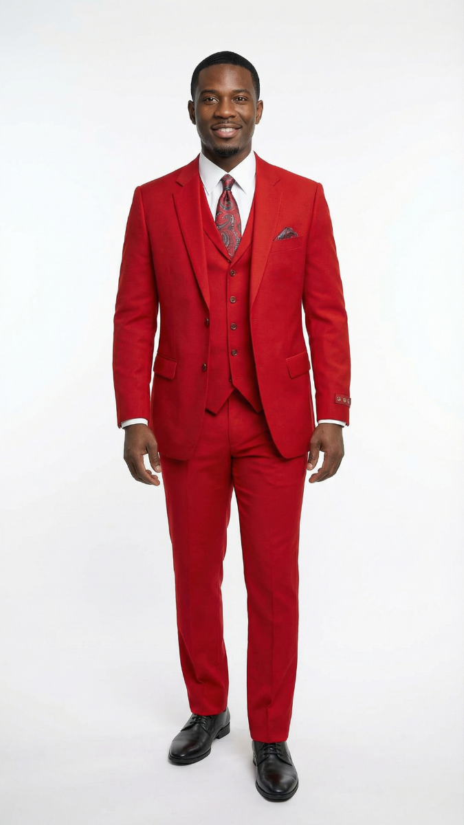 Zacchi Men's Fashion 3 Piece Poplin Suit - Side Vents