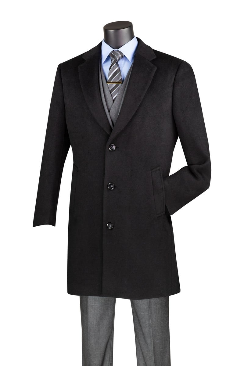 Vinci Men's Full Length Top Coat - Cashmere Blend