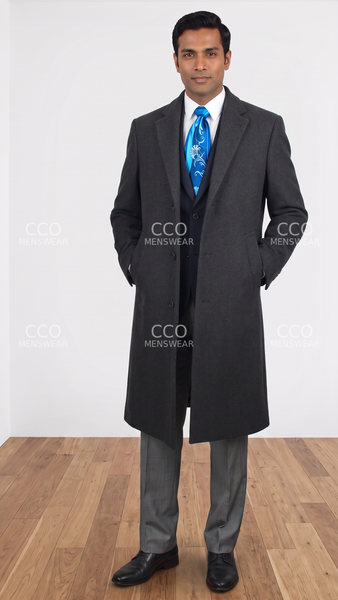 Apollo King Men's 100% Wool Full Length Length Top Coat - Hidden