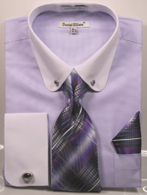Daniel Ellissa Men's Outlet French Cuff Shirt Set - Geometric Stripes
