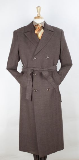 Veno Giovanni Men's 100% Wool Full Length Length Top Coat - Double Breasted