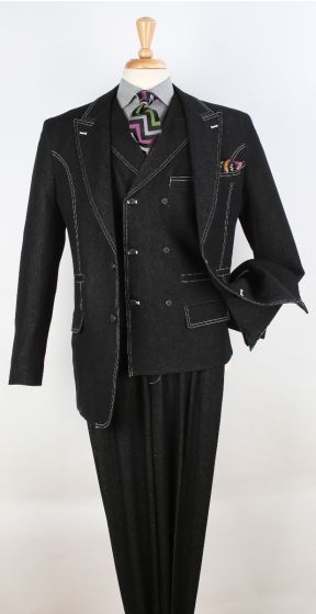 Royal Diamond Men's 3pc Denim Fashion Suit - 6 Button Vest