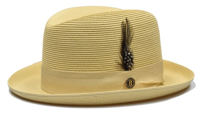 Bruno Capelo Men's Godfather Straw Dress Hat - Homburg Style