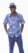Blue Walking Suit Mens Floral Shirts Two Piece Sets