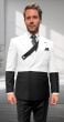 Black/White Double Breasted Suit Peak Lapel