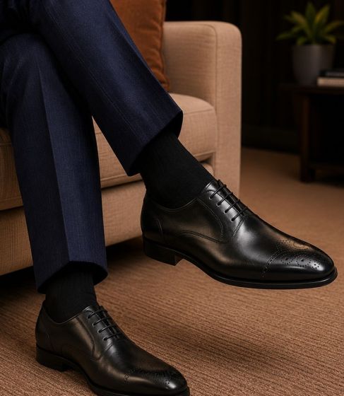 Black Mens Leather Dress Shoes Oxford Shoes