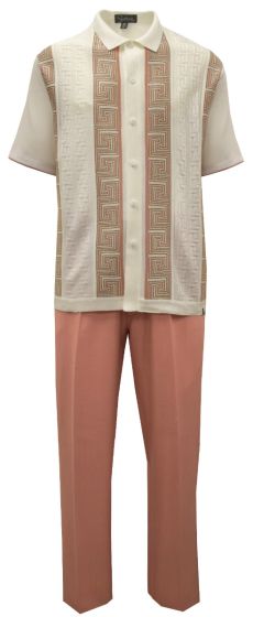 Silversilk Men's 2 Piece Short Sleeve Walking Suit - Square Spirals