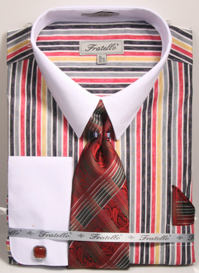 Red Shirt Striped Button Down Shirts for Men