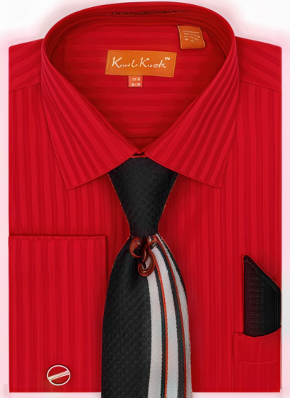 Karl Knox Men's French Cuff Fashion Shirt Set - Subtle Stripe
