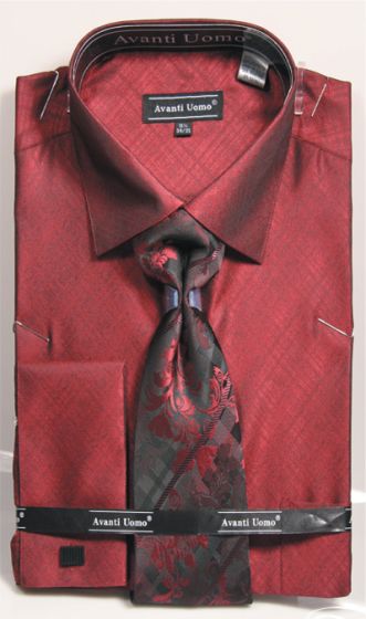 Avanti Uomo Men's French Cuff Shirt Set - Metallic Look