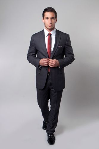 Tazio Men's 2 Piece Slim Fit Executive Suit - Tonal Plaid