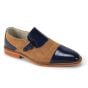 Cobalt Leather and Linen Dress Shoe Cap Toe