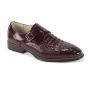 Burgundy Leather Dress Shoe Crocodile Leather Monk Strap