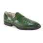 Green Leather Dress Shoe Crocodile Leather Monk Strap