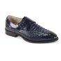 Navy Leather Dress Shoe Crocodile Leather Monk Strap