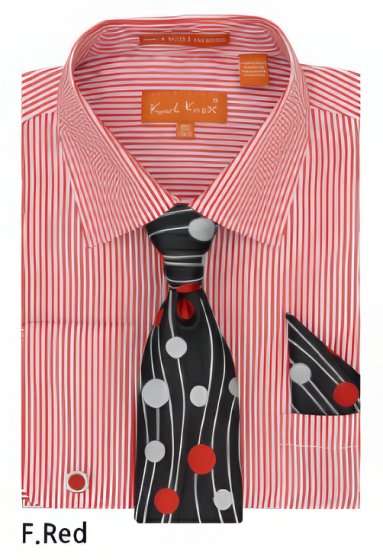 Karl Knox Men's French Cuff Shirt Set - Pinstripe