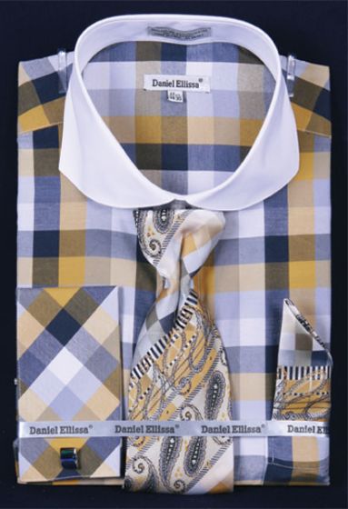 DANIEL ELLISSA JQD PATTERN WITH WHITE COLLAR & FRENCH CUFF DS3831P2 MINT main image 1