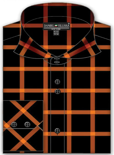 Daniel Ellissa Men's Outlet Fashion Dress Shirt - Bold Windowpane