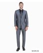 Tazio Men's 3 Piece Slim Fit Suit - Solid Sharkskin