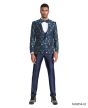 Tazio Men's 4 Piece Skinny Fit Suit - Blooming Flowers