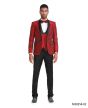 Tazio Men's 3 Piece Skinny Fit Suit - Black Shawl Lapel