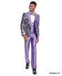 Tazio Men's 4 Piece Skinny Fit Suit - Floral Accents