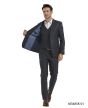 Tazio Men's 3 Piece Skinny Fit Suit - Light Windowpane