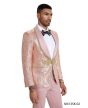 Tazio Men's 2 Piece Skinny Fit Suit - Gold Paisley