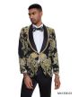 Tazio Men's 2 Piece Skinny Fit Suit - Gold Paisley