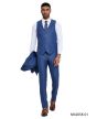 Tazio Men's 3 Piece Skinny Fit Suit - Lightly Textured Solid
