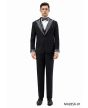 Tazio Men's 3 Piece Skinny Fit Suit - Rhinestone Accents
