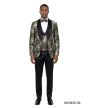 Black Suit Jacquard Fabric Suit Jacket Double Breasted Vest