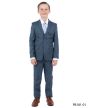 Perry Ellis Boy's 5 Piece Suit with Shirt & Tie - Sharkskin