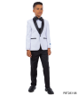 CCO Boy's Outlet 5 Piece Suit with Shirt & Tie - Black U Cut Vest