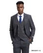 Stacy Adams Men's 3 Piece Windowpane Hybrid Suit - 8 Button Vest