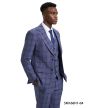 Stacy Adams Men's 3 Piece Hybrid Suit - Triple Line Plaid