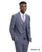 Stacy Adams Men's 3 Piece Hybrid Suit - Triple Line Plaid