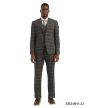 Brown Suit Plaid Suit Flat Front Pants with Expandable Waistband
