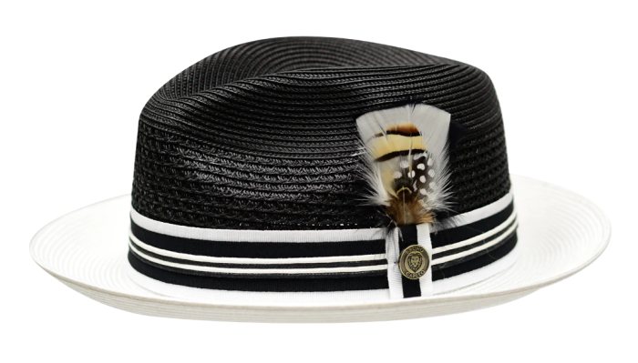 Bruno Capelo Men's Fedora Style Straw Hat - Accented Crown 