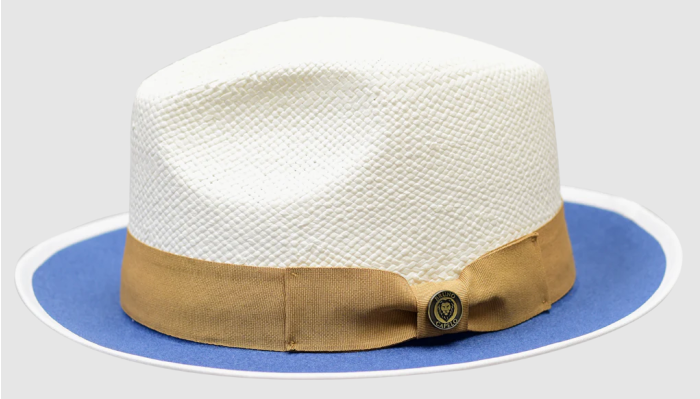 Bruno Capelo Men's Fedora Style Straw Hat - Contrast Under Brim