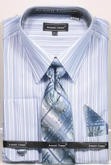 Avanti Uomo Men's French Cuff Dress Shirt Set - Gradient Stripes