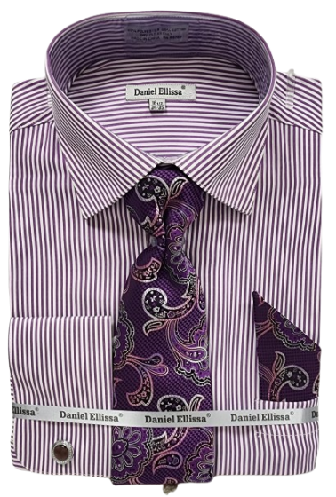 Maxwell in Purple and White Stripe French Cuff Shirt