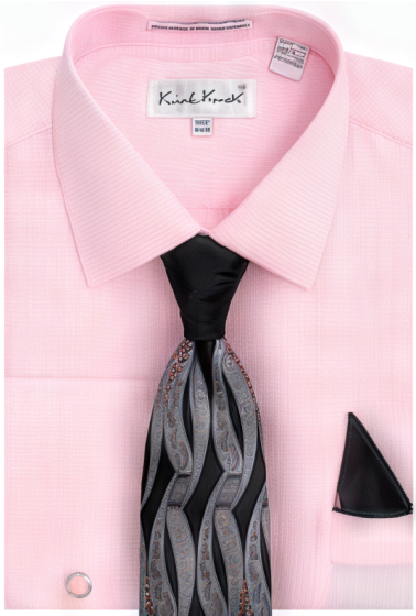 Karl Knox Men's French Cuff Fashion Shirt Set - Printed Tie and Handkerchief