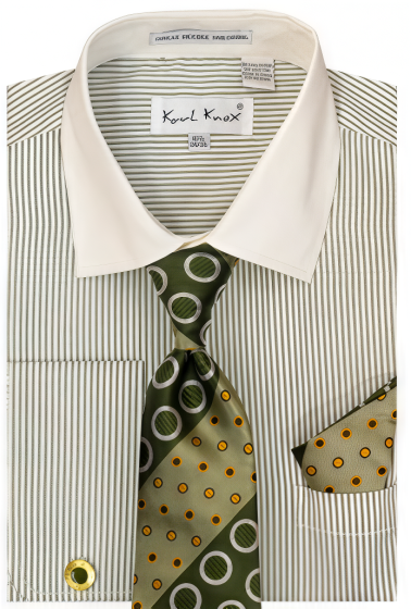 Karl Knox Men's French Cuff Shirt Set - Circle Patterns