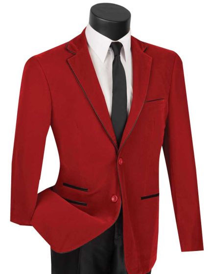 CCO Men's Velvet Slim Outlet Sport Coat - Faux Leather Trim