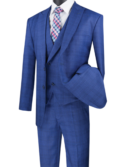 Vinci Men's 3 Piece Modern Fit Suit - Stylish Vest