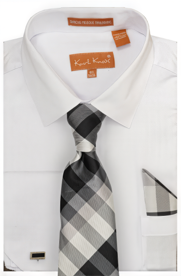Karl Knox Men's French Cuff Shirt Set - Gradient Checker