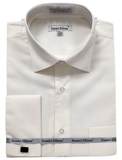 Daniel Ellissa Men's Outlet French Cuff Dress Shirt - Solid Color